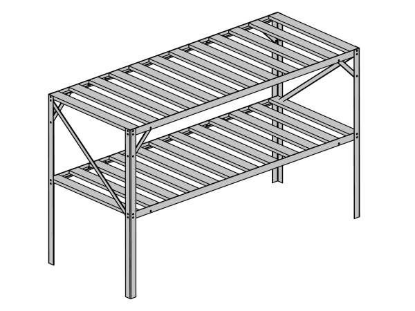 AL regál LANITPLAST 130x50 cm dvoupolicový stříbrný GSB2 LG2632 (1)