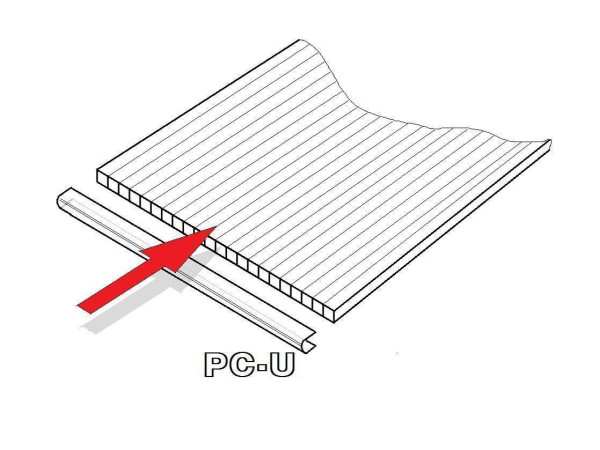 PC U-profil 10 mm pro skleník, délka 2,10 m (1 ks) LG2365 (1)