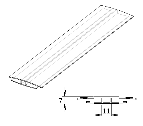 Polykarbonátový H-profil 4 mm 6m PK115-205 (1)