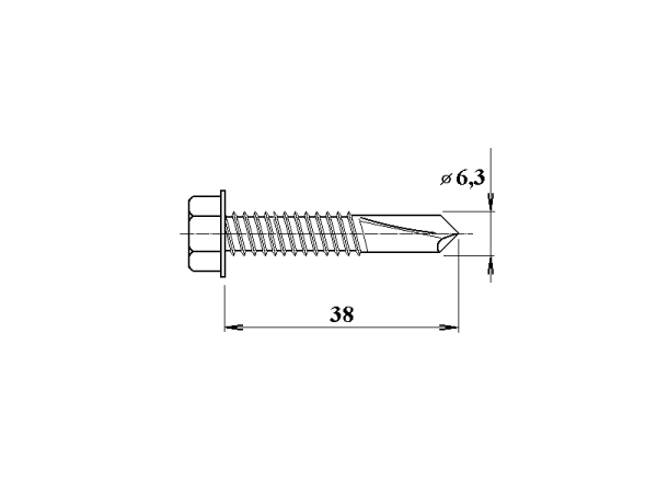 Šroub do železa TEX 6,38 x 38 mm šestihranná hlava PK141 (1)