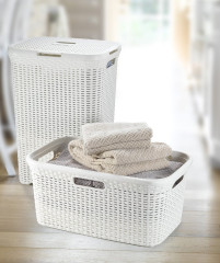 RATTAN STYLE 45L koš na čisté prádlo krémový (2)