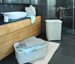RATTAN STYLE 45L koš na čisté prádlo krémový (4)