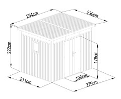 Plechový domek LANITPLAST MARBURG 108 ANTRACIT LG4018 (10)