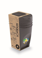 Sada 3 odpadkových košů SORTIBOX 3x35 l šedý kámen (2)