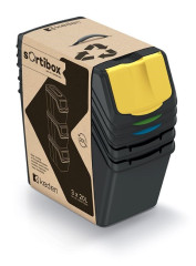Sada 3 odpadkových košů SORTIBOX II 3x25 l recyklovaná černá