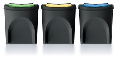 Sada 3 odpadkových košů SORTIBOX 3x25 l recyklovaná černá (2)