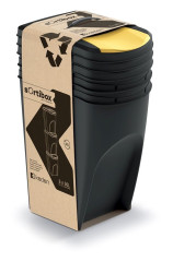 Sada 3 odpadkových košů SORTIBOX 3x35 l recyklovaná černá