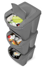 Sada 3 odpadkových košů SORTIBOX 3x25 l recyklovaná černá (5)