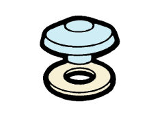 Přítlačný terčík pro PC, čirý PC, Ø 53 mm (1 ks)