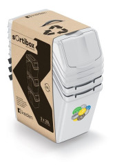 Sada 3 odpadkových košů SORTIBOX II 3x25 l popelavě šedá