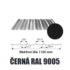 Trapézový plech T18 ECO 0,5mm ČERNÁ